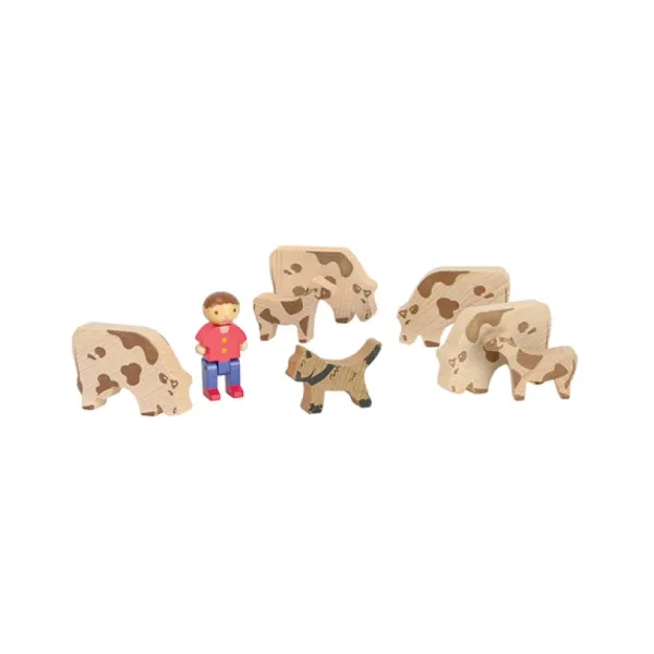 Jeujura Chalet En Bois 240 Pieces Avec 3 Personnages- Planchettes Et Construction En Bois
