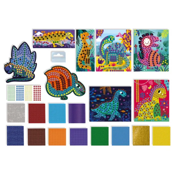 Janod Les Ateliers Du Calme - Mosaiques Dinosaures- Mosaïque, Sable Et Paillettes