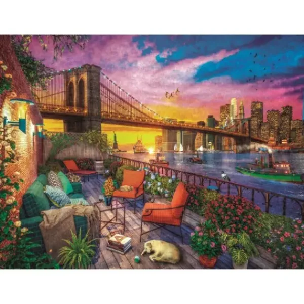 Clementoni Puzzles Adultes|Puzzle 3000 Pieces - Manhattan Balcony Sunset