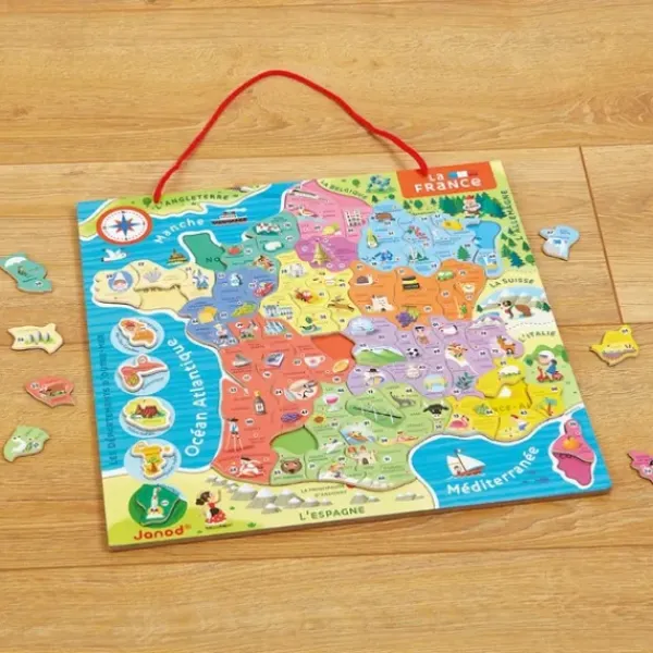Janod Puzzles Enfants De 50 À 249 Pièces|Puzzle France Magnetique Bois 93 Pieces