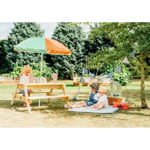 Plum Table Pique-Nique En Bois Avec Parasol- Tables Et Chaises De Jardin