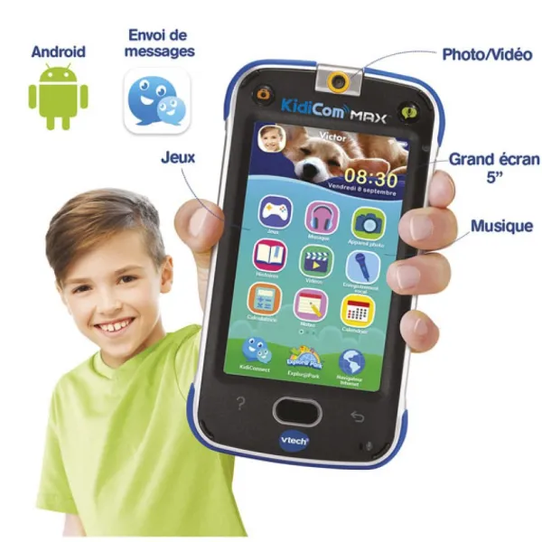 VTech Telephone Kidicom Max Bleu- Tablettes Et Téléphones